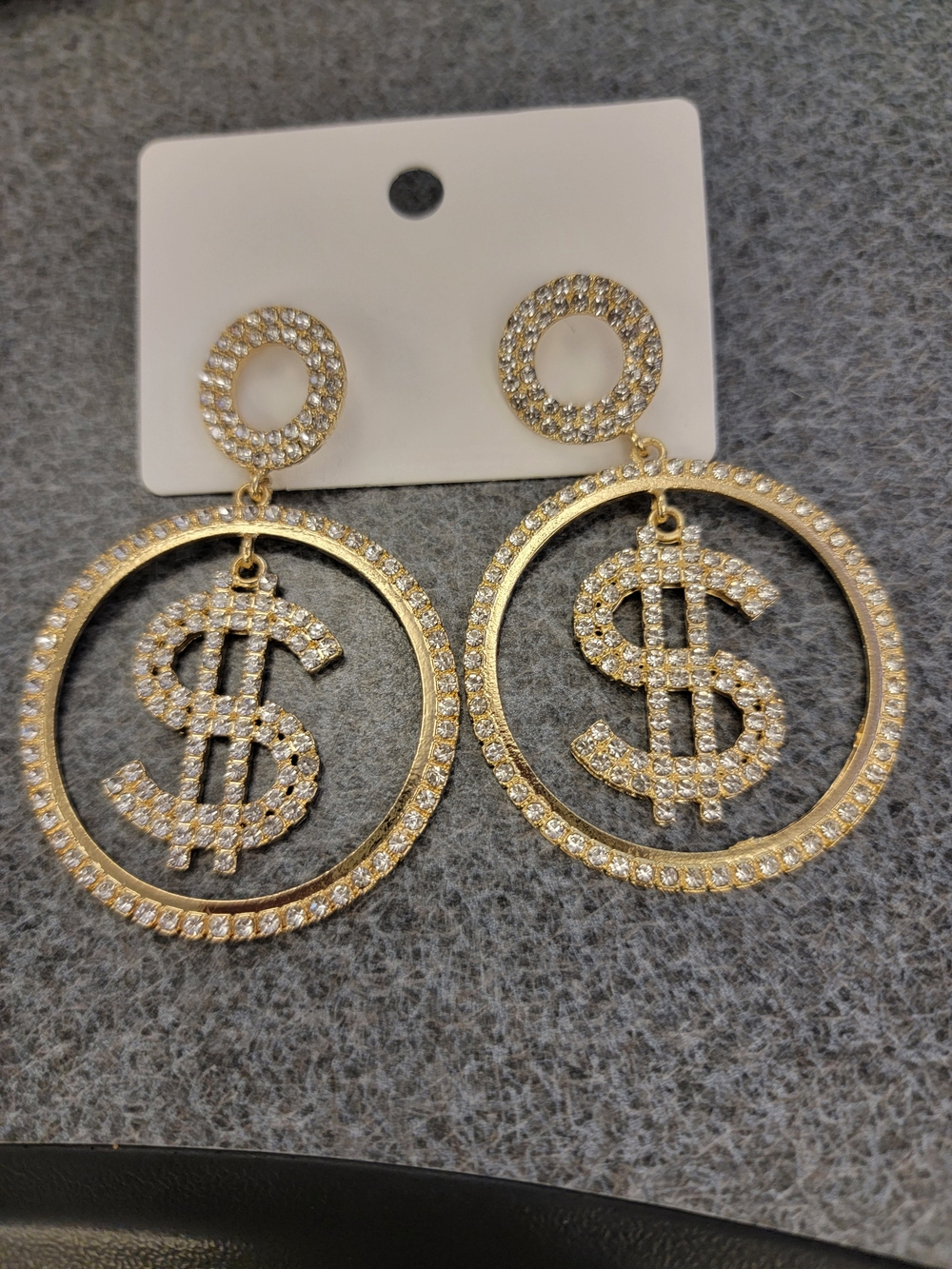 Fashion Jewelry Gold-Tone Crystal Dollar Sign Hoop Earrings - Women Jewelry